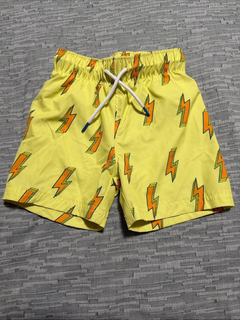 Old Navy Yellow Boys' Swim Trunks with Orange Lightning Bolts